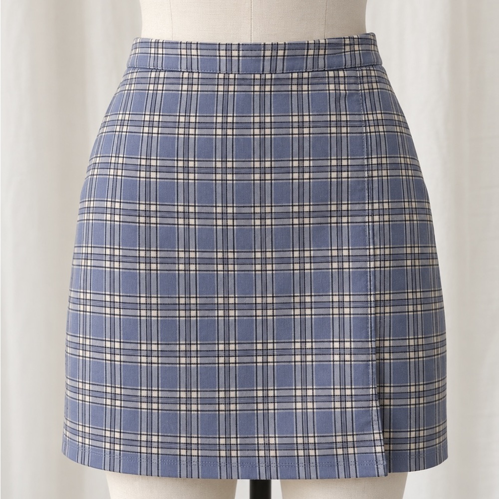 Hollister Blue Plaid Mini Skirt Vintage Y2K